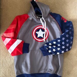 Mens XL patriotic USA stars stripes warm hoodie sweatshirt lacrosse Zimagear Med